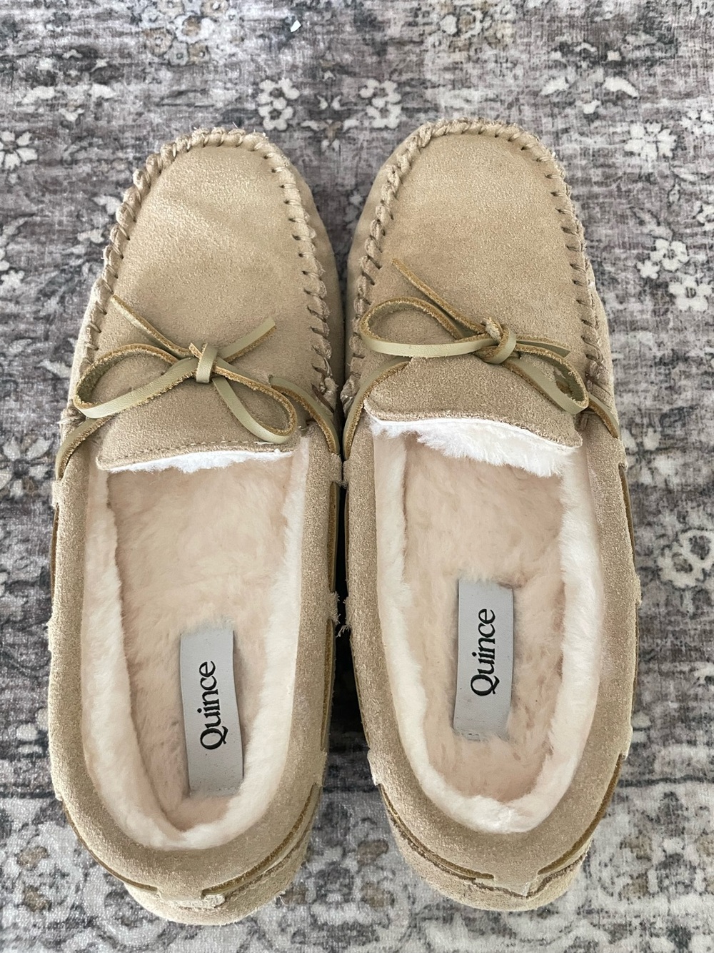 Quince Australian Shearling Moccasin Slipper Tan Suede Size 10 - Picture 8 of 9